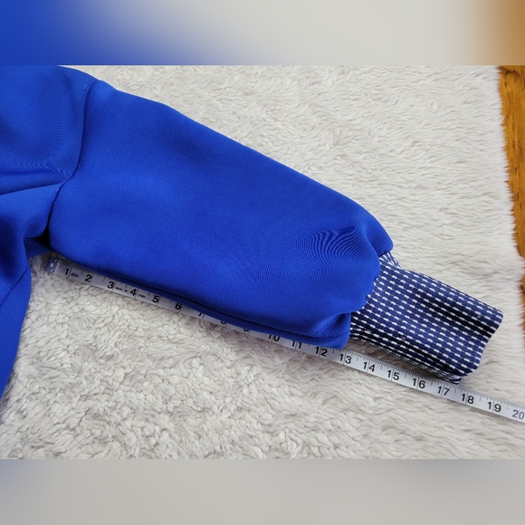 Tadashi Shoji Fuji Neoprene Jacket Full Zip Blue Women's Small - Picture 12 of 12